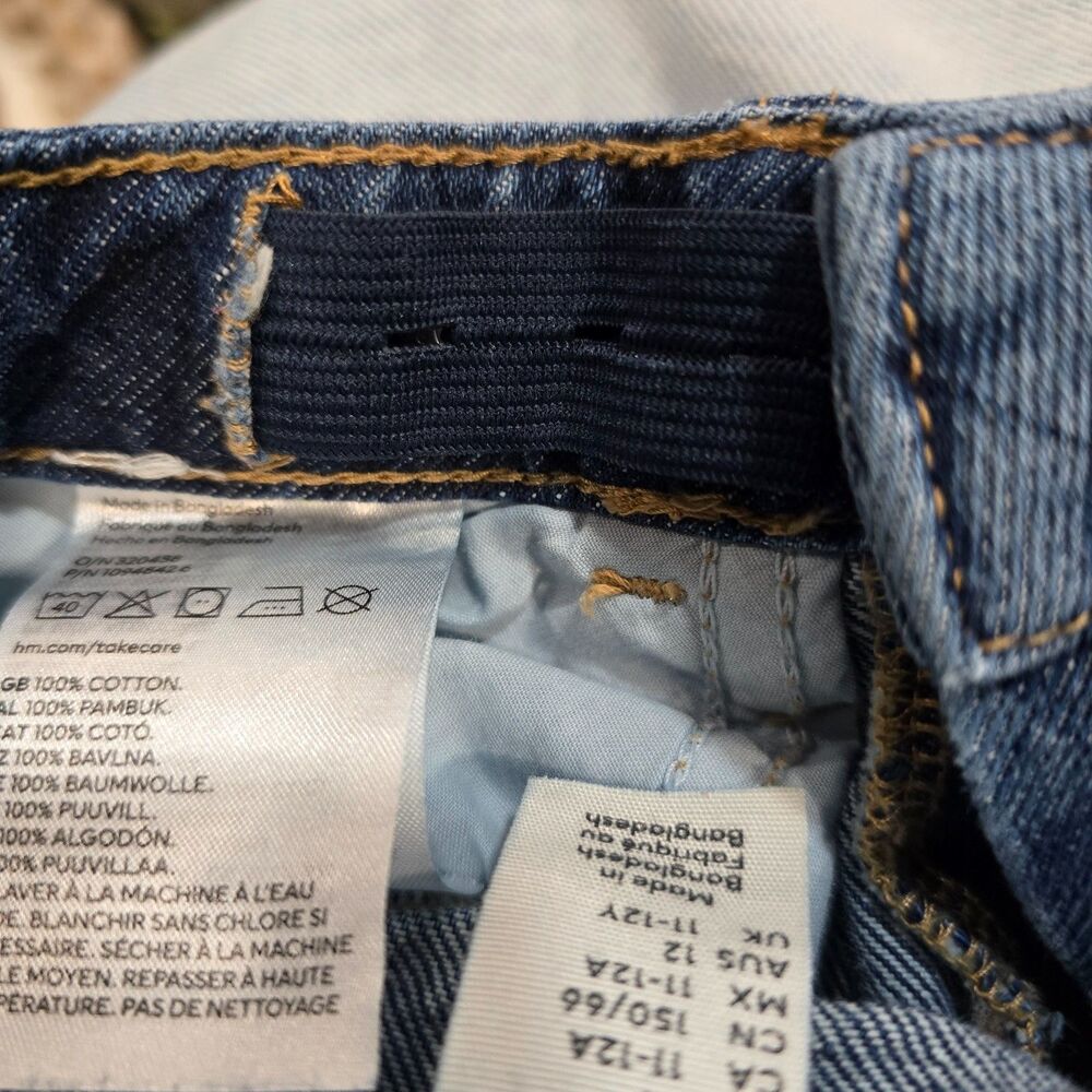 H&M girls harlequin diamond print denim wide leg jeans 14 (0729)
